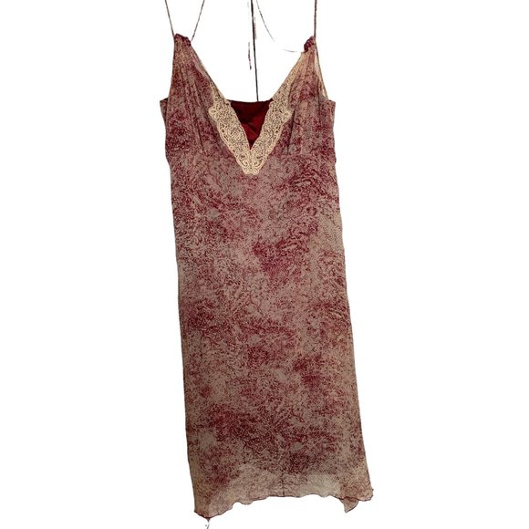 Morning Lady, Womens Lined Silk Chiffon Dress with Lace Size 6 Fairy Y2K 90s - Picture 1 of 8